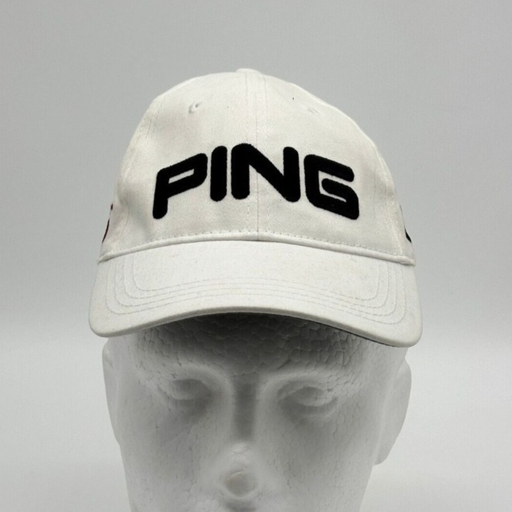 Ping Hats Adult Small-Medium G15 White Embroidered Stretch Golf Cap Athletic Men